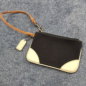 Coach Canvas and Leather Black & Beige Wristlet